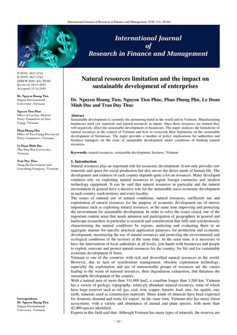 natural resources limitation   impact  sustainable