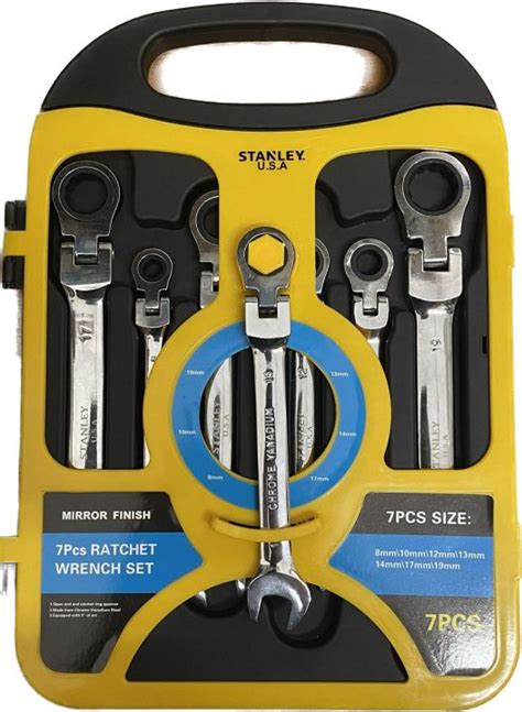 pcs stanley heavy duty ratchet combination wrench set flex head mm