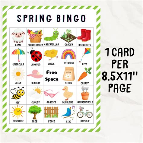 50 Spring Bingo Cards, Printable Spring Bingo Game, Bingo Spring
