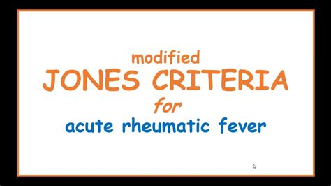 Modified Jones Criteria For Diagnosis Of Acute Rheumatic Fever Youtube