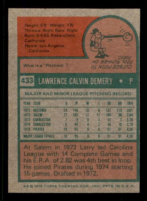 1975 Topps Baseball 433 Larry Demery NM D5 EBay