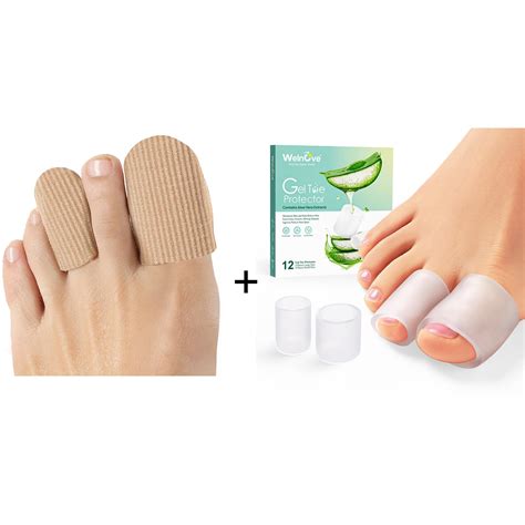 Welnove 10 Pack Toe Caps 12 Pack Aloe Vera Infused Silicone Toe