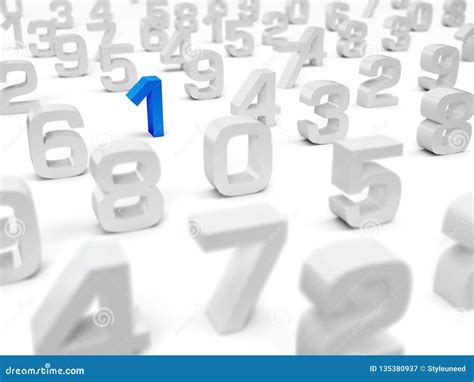 3d Illustration 3d Numbers On White Background Focus On Blue Number