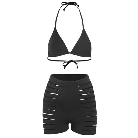 Sexy Women Top Bra Micro Bikini Set Cut Out Caged Swimwear High Waisted Bandage Bathing Suits
