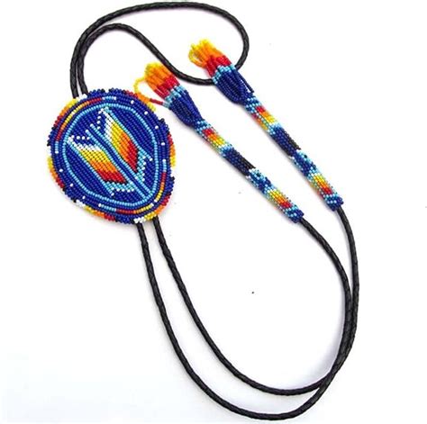 Lavivia Handmade Beaded Bolo Tienative American Style Cz Seed Bead Bolo Tie For Men