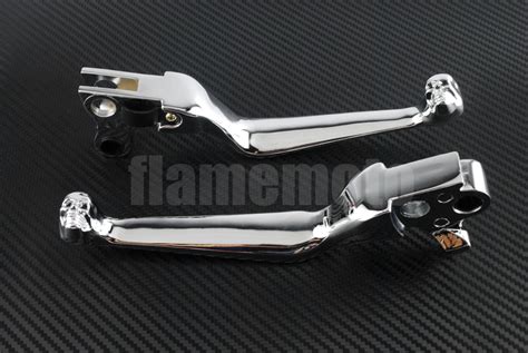 Chrome Skull Brake Clutch Levers For Harley Softail Dyna Glide