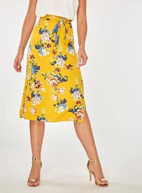 Yellow Floral Print Midi Skirt New In Dorothy Perkins Europe Floral