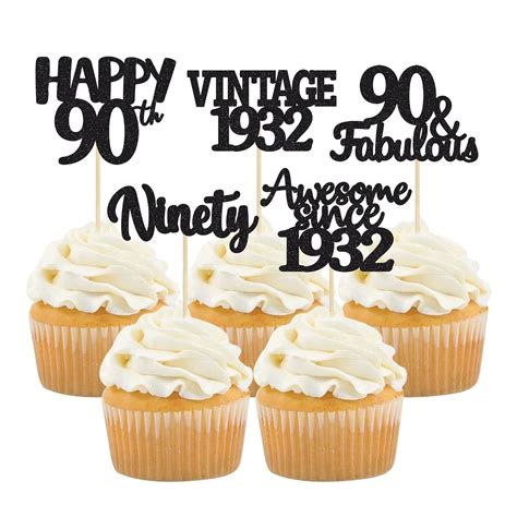 Amazon Gyufise 30 Pack Vintage 1932 Cupcake Toppers Glitter Cheers