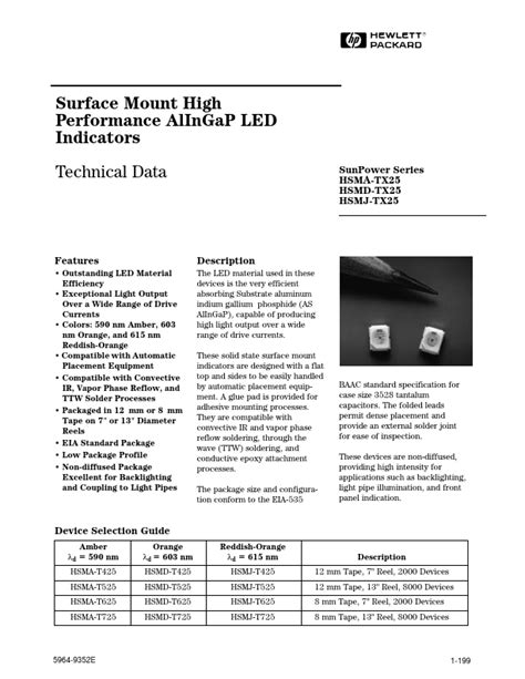 Hsmd T Datasheet Surface Mount High Performance Alingap Led Indicators