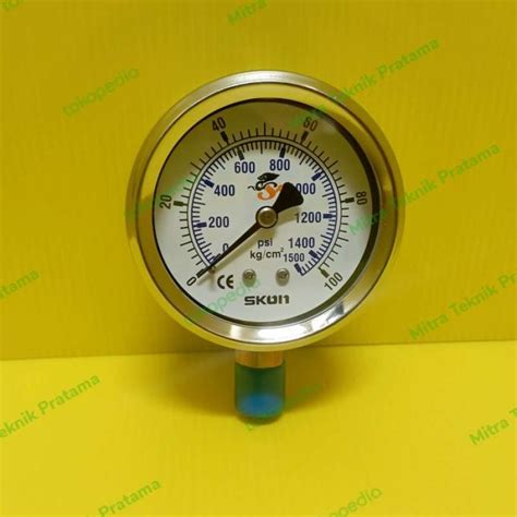 Promo Manometer Pressure Gauge Stainless Skon 4 Inchi 100 Bar 1500