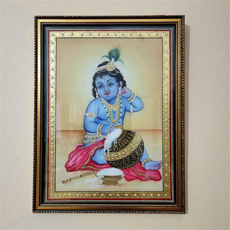 KRISHNA WALL ART Hindu Meditation Wall Art Bal Krishna - Etsy