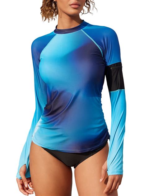 Charmo Womens Rash Guard Adjustable Long Sleeve Swim Shirts Upf