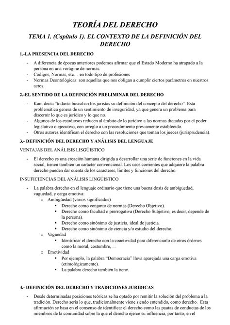 Teoría Del Derecho Completo TeorÍa Del Derecho Tema 1 Capítulo 1