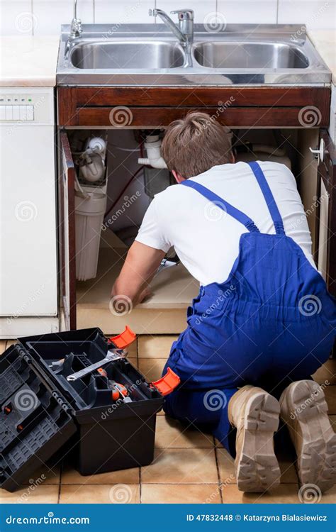 Repairman Fixing The Sink Stock Photo Image Of Pliers 47832448