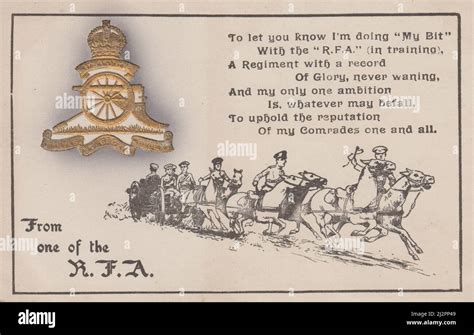 From One Of The Rfa Royal Field Artillery First World War Postcard