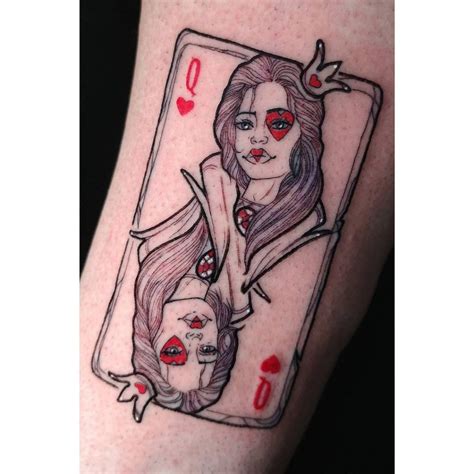 Queen Of Hearts Card Tattoo