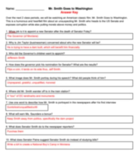 Mr Smith Goes To Washington Questions Answer Key