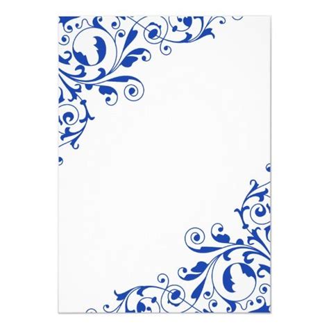 An Ornate Blue And White Paper With Swirls On The Edges In Front Of A