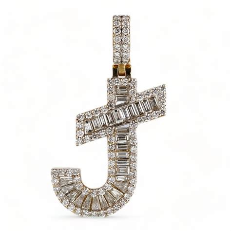 14k Gold Diamond J Initial Pendant Grimal Jewelry