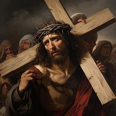 Jesus Christus Der Das Kreuz Trägt Stellt Den Tod Dar Premium Foto