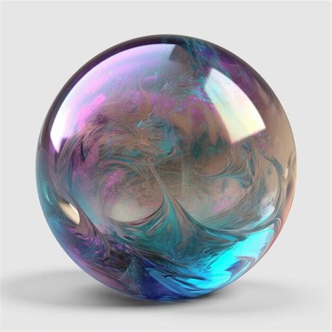 Premium Ai Image Arafed Glass Ball With A Swirly Design On A White Surface Generative Ai