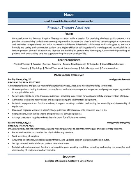 Physical Therapist Resume Samples Template Guide