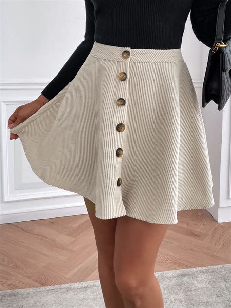 High Waist Single Breasted Corduroy Skirt Artofit