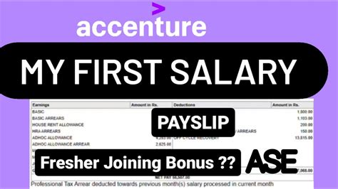 My First In Hand Salary In Accenture Ase Fresher Payslip Salary