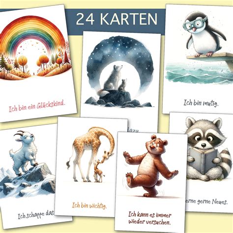 24 Affirmationskarten Tiere für Kinder PDF nordfinck Kleinkunst SHOP