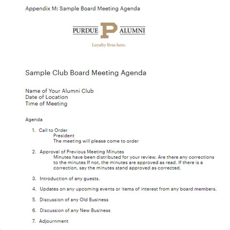 10 Free Club Meeting Agenda Templates Excel Word Formats