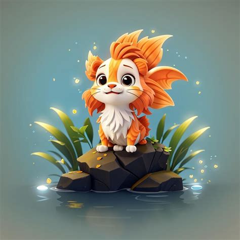 Premium Photo Cute Goldfish Lionhead Swimming Cartoon Vector Icon