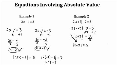 Equations Involving Absolute Value PT 1 YouTube