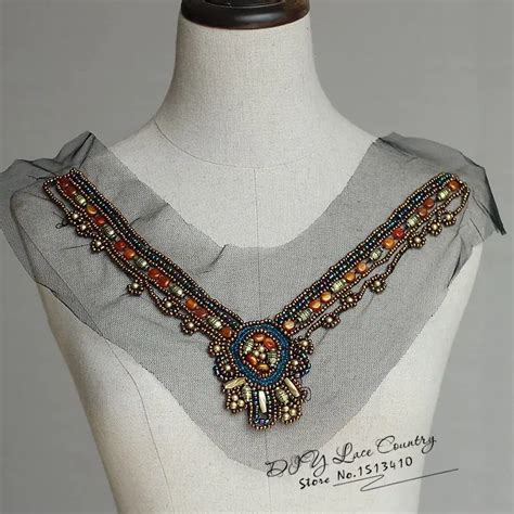 21 28CM 1 Piece Beaded Collar Applique Nude Fake Collar Costume