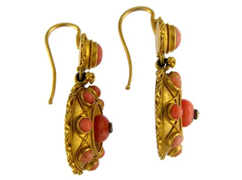 Ct Gold Coral Victorian Drop Earrings The Antique Jewellery Company