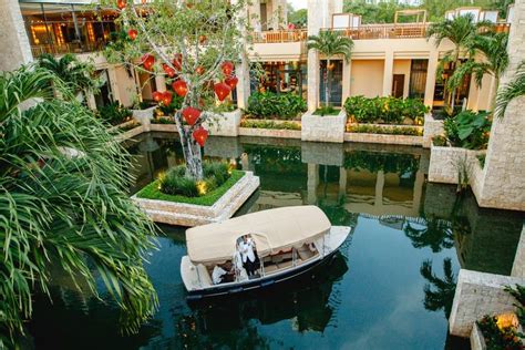 Banyan Tree Mayakoba Wedding Reception Entrance By Boat Mexico