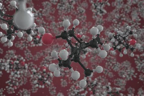 Borneol Molecule Ball And Stick Molecular Conceptual Model Scientific 3d Rendering Stock