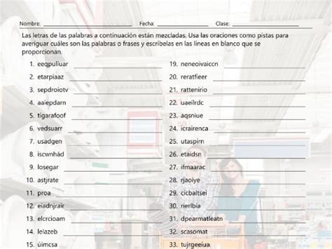 Stores And Shops Jumbled Words Spanish Worksheet Teaching Resources