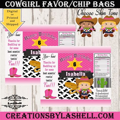 Cowgirl Chip Bags Custom Chip Bags Western Party Custom Etsy Ireland