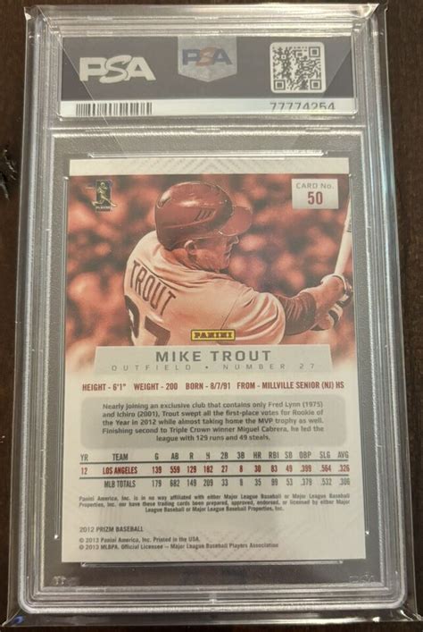 Panini Prizm Mike Trout Rc Psa Mint Ebay