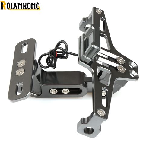 CNC Aluminum Motorcycle Rear License Plate Mount Holder With LED Light