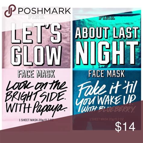 Vs Pink Sheet Face Mask Bundle 2 Brand New Pink Sheet Masks In Lets Glow And About Last Night