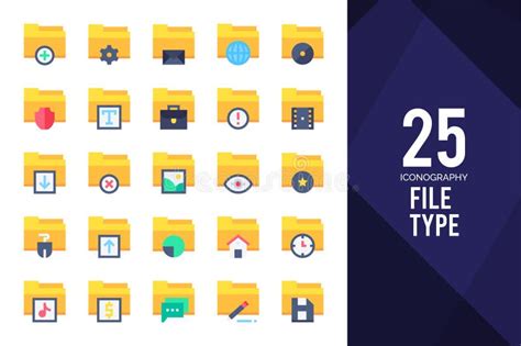 25 Dateien Und Ordner Mit Einem Flachen Icon Pack Vektorgrafik Vektor