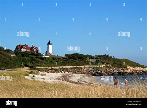 Nobska Point Lighthouse Woods Hole Cape Cod Massachusetts Usa Stock