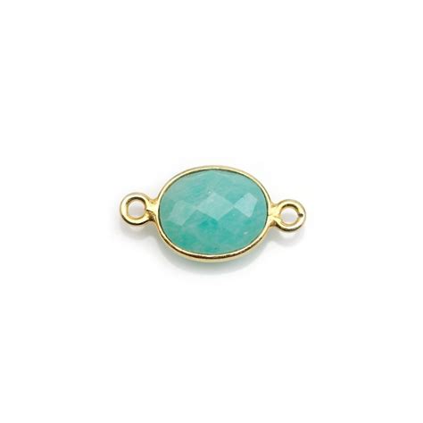 Amazonite Ovale Facett E Sertie Sur Argent Dor L Or Fin X Mm