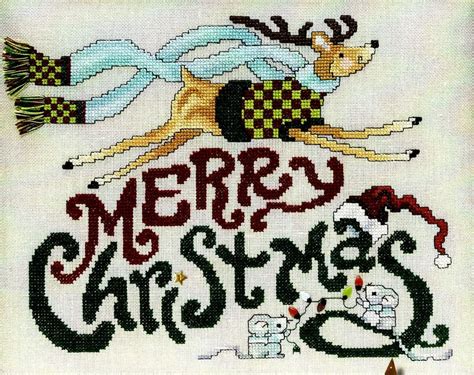 Merry Christmas Reindeer Mice Cross Stitch Pattern By Stoney Creek