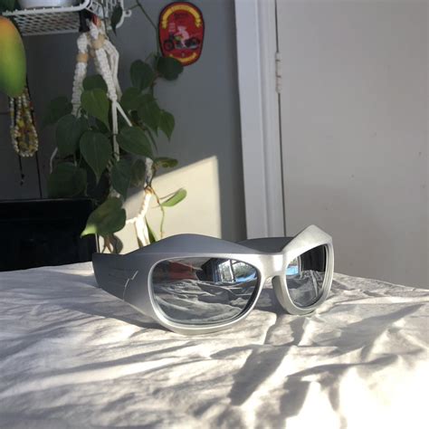 Vintage retro chrome sunglasses Silver with tint... - Depop