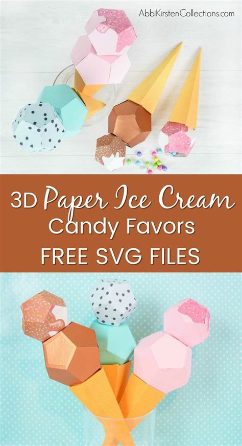 D Ice Cream Template Paper Favor Abbi Kirsten Collections Ice