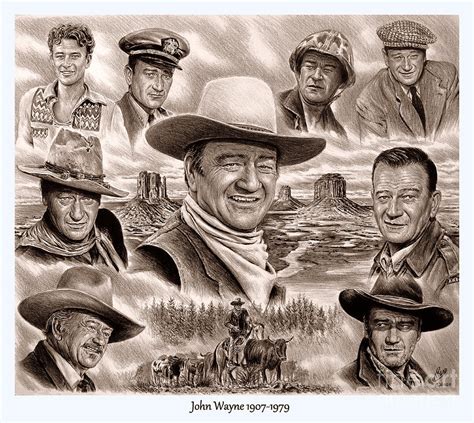 John Wayne Collage 2 Drawing By Andrew Read Fine Art America