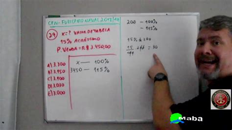 MABA CONCURSOS PORCENTAGEM CFN 2019 EXERCÍCIO 29 FUZILEIRO