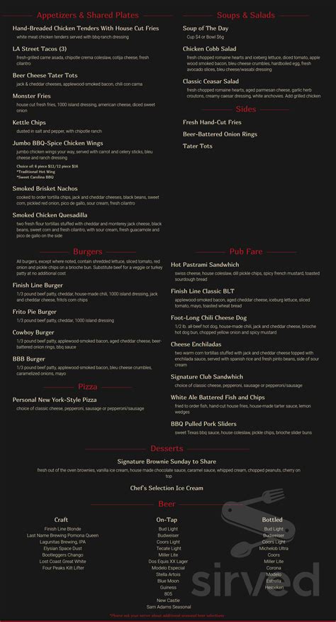 Menu For The Derby Room Pomona At Fairplex In Pomona Ca Sirved